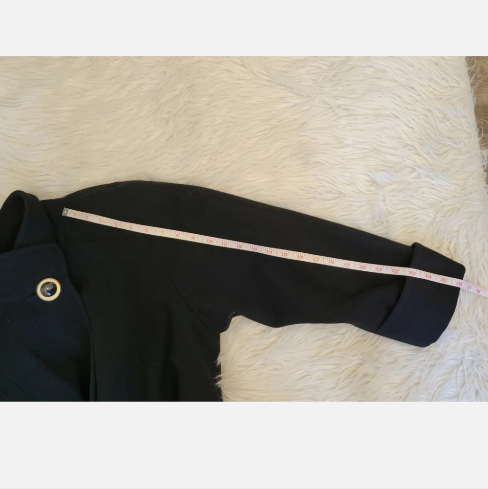 VTG Preston & York Dillards Long Wool Coat UNITE USA Black Size 10 Gold Buttons - Picture 13 of 13